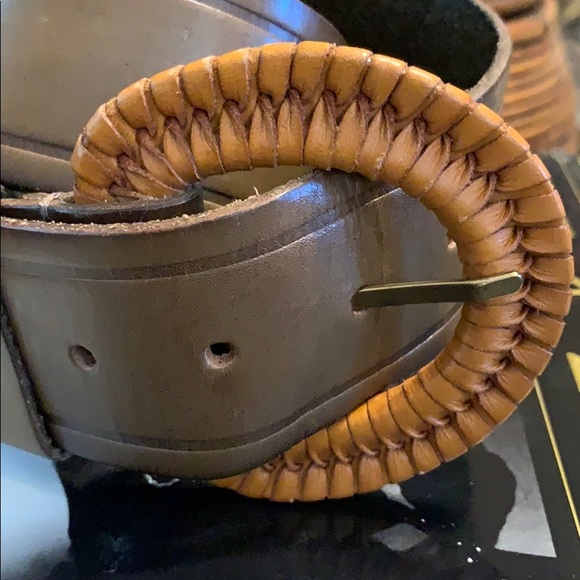 π Linea Pelle Braided Buckle Wide Leather Belt - Picture 2 of 6